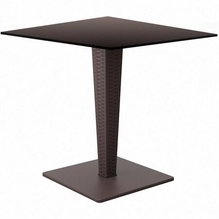 FINE-LINE 24 in. Riva HPL Top Square Dining Table Brown FI2846327